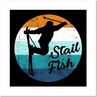 Stail Fish Grab | 70's Vintage Ski Bum Silhouette Posters and Art